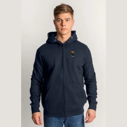 Mikina s Kapucí na Zip, Barva Černá, s Potiskem Compton Teddy