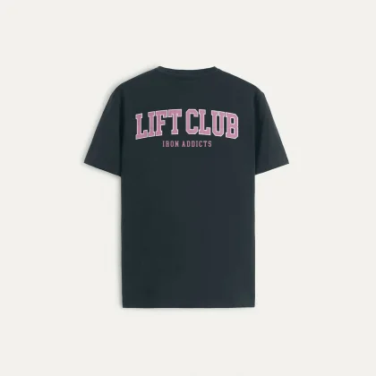 Tričko, Barva Železitě Šedá, s Potiskem Lift Club