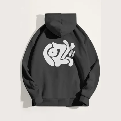 Mikina s Kapucí, Barva Železitě Šedá, s Potiskem Cozy