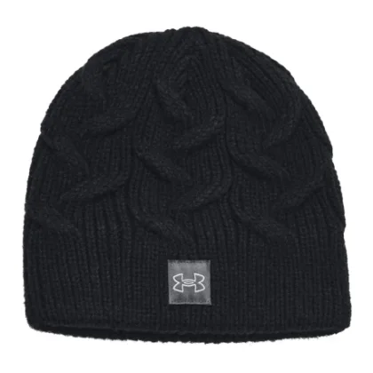 Dámská zimní čepice UNDER ARMOUR UA Halftime Cable Knit-BLK