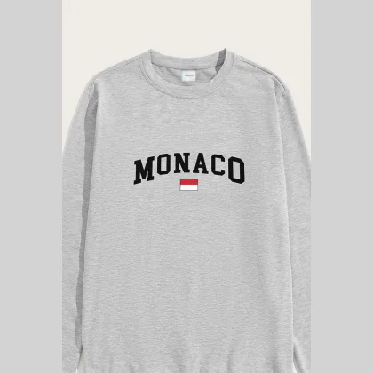 Mikina, Barva Bílá, s Potiskem Monaco Flag