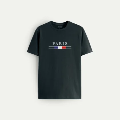 Tričko, Barva Železitě Šedá, s Potiskem Paris La Vie