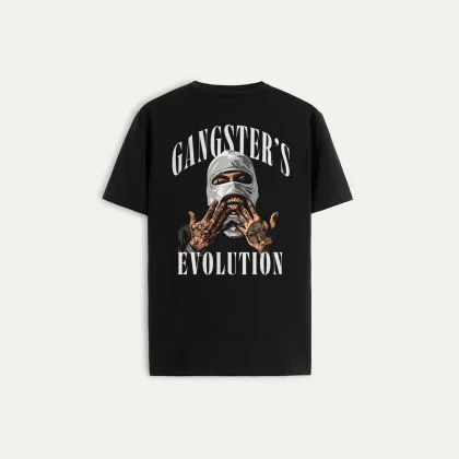Tričko, Barva Černá, s Potiskem Gangsters Evolution