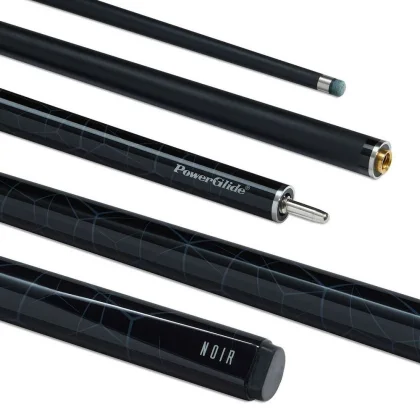 Snooker kulečníkové tágo PowerGlide Noir, dvoudílné sklovláknové, 144cm, 9,5mm