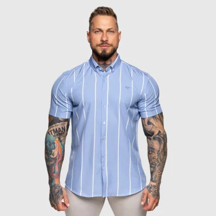 Strečová košile Iron Aesthetics Short Stripe, modrá
