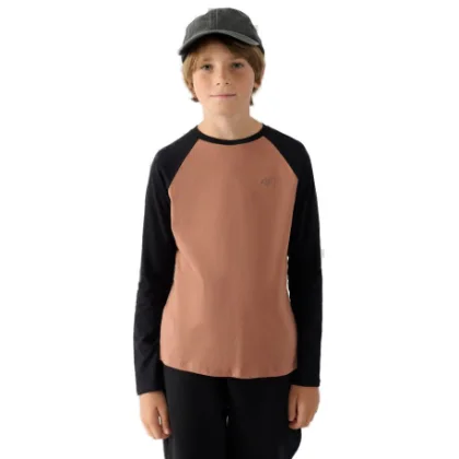 Chlapecké tričko s dlouhým rukávem 4F JUNIOR LONGSLEEVE-JWAW24TLONM293-65S-PALE CORAL
