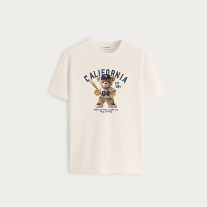 Tričko, Barva Ekru, s Potiskem Cali Baseball Teddy