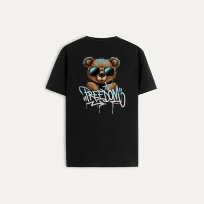 Tričko, Barva Černá, s Potiskem Freedom Teddy