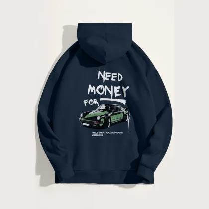 Mikina s Kapucí, Barva Růžová, s Potiskem Need Money For