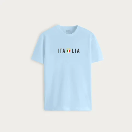 Tričko, Barva Nebesky Modrá , s Potiskem Italia Squadra