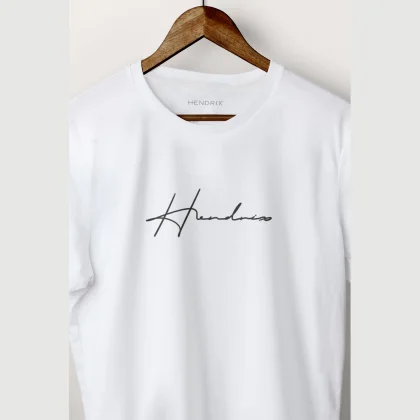 Tričko, Barva Bílá, s Potiskem Hendrix Limited Signature Black