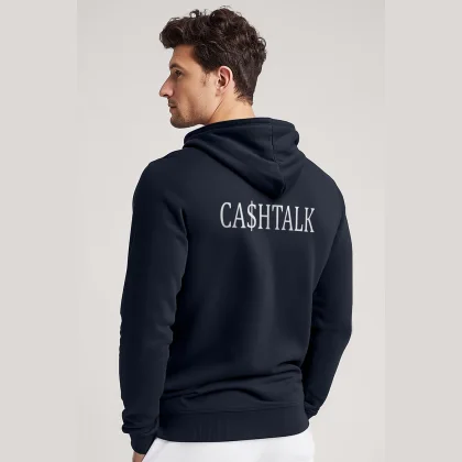Mikina s Kapucí na Zip, Barva Šedá, s Potiskem Cashtalk
