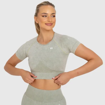 Dámský crop top Iron Aesthetics Faded, washed green