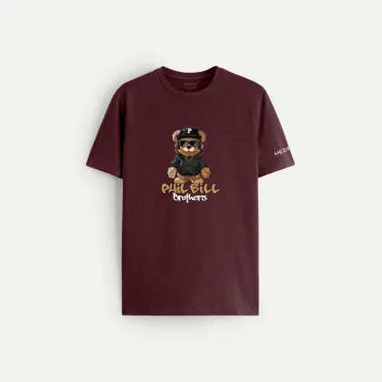 Tričko, Barva Bordó, s Potiskem P Bear