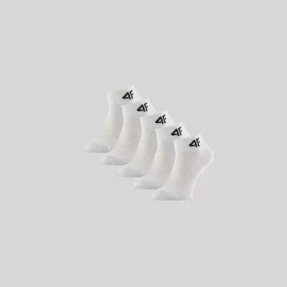 4F Dlouhé ponožky (5-pack) chlapecké - bílé 32-34
