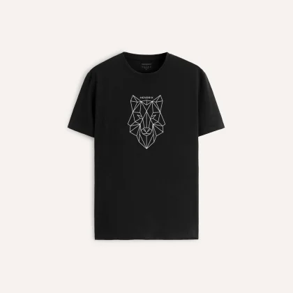 Tričko, Barva Černá, s Potiskem Minimal Wolf