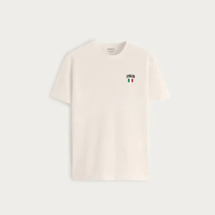 Tričko, Barva Ekru, s Potiskem Italia Vintage Flag
