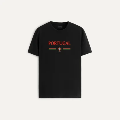 Tričko, Barva Černá, s Potiskem Portugal