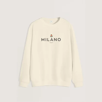 Mikina, Barva Ekru, s Potiskem Milano Flag