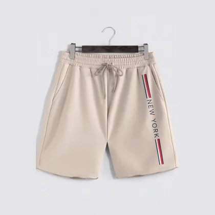 Šortky, Barva Ekru, s Potiskem New York Stripe