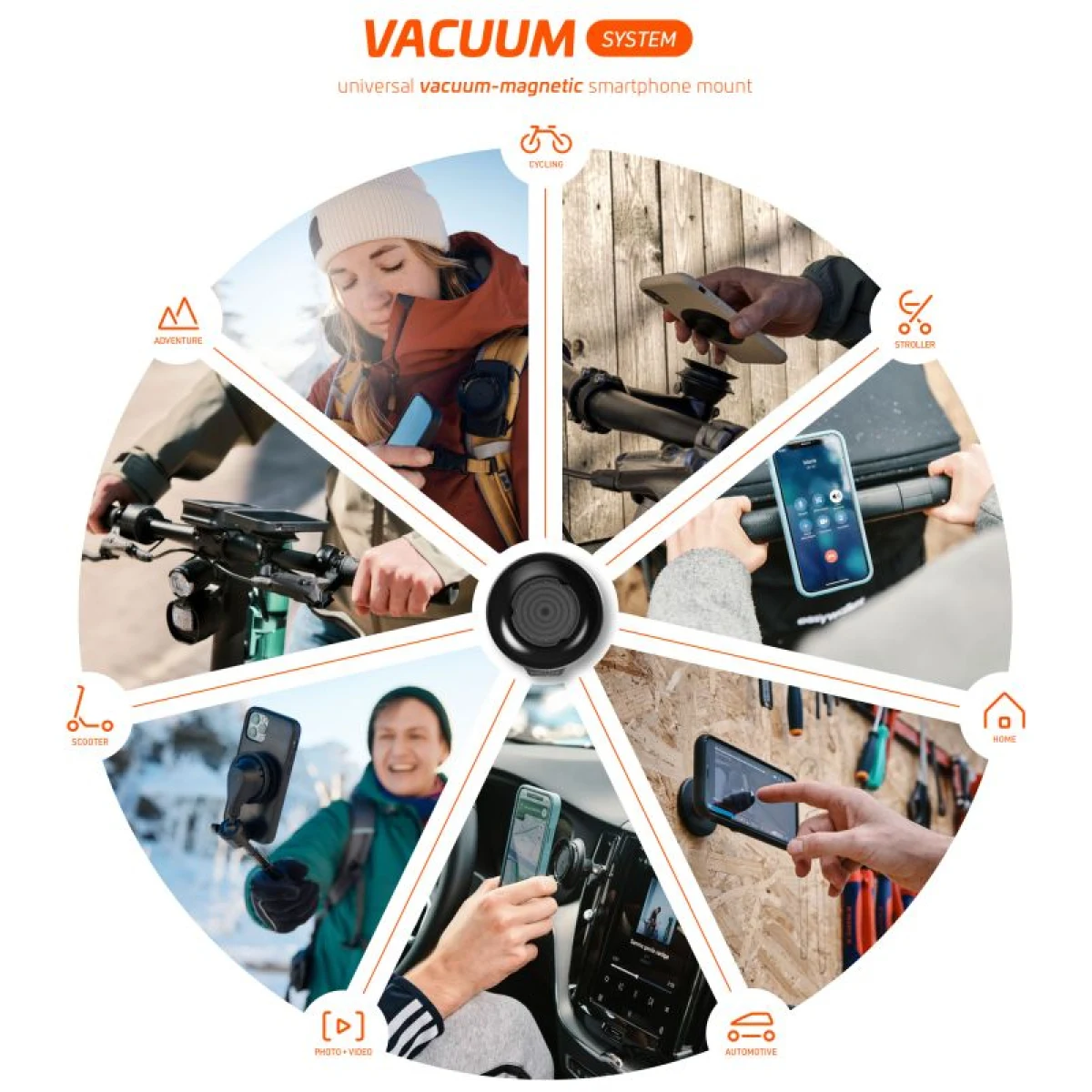 Držák na telefon na kolo FIDLOCK VACUUM magnetický držák na telefon na řídíta s utahovacím páskem · záber 3