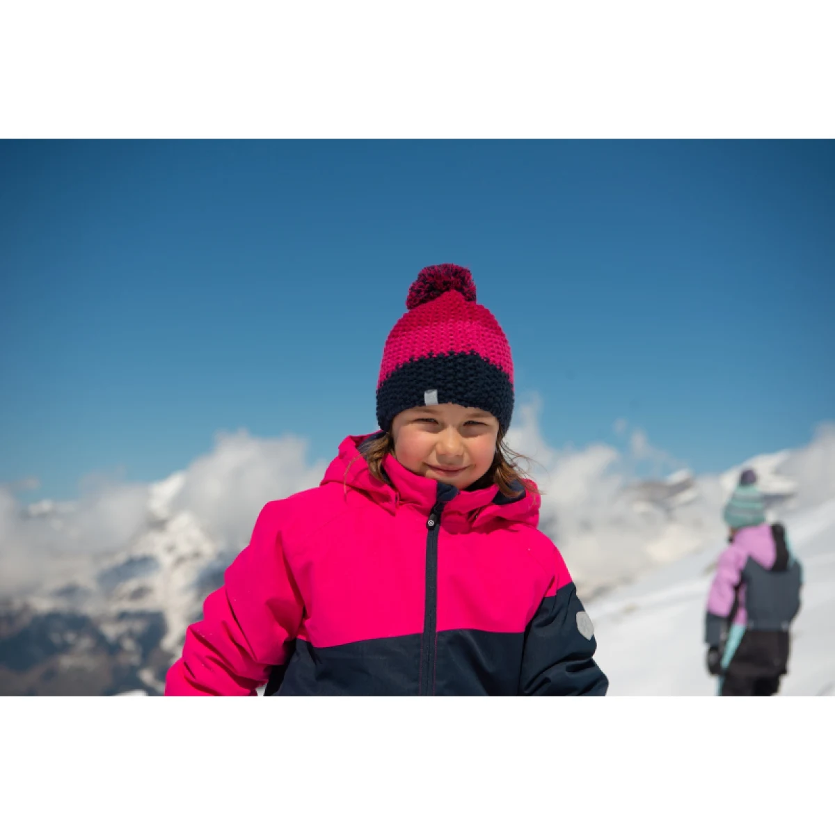 Dívčí zimní čepice COLOR KIDS Hat - Colorblock, fuchsia purple · záber 3