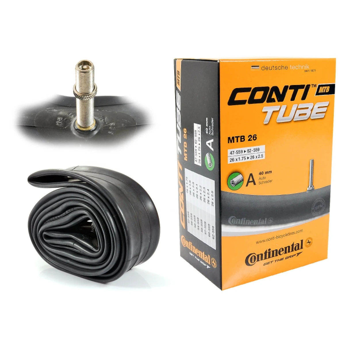 Duše na kolo CONTINENTAL MTB 26 - ventil AV40 · záber 2