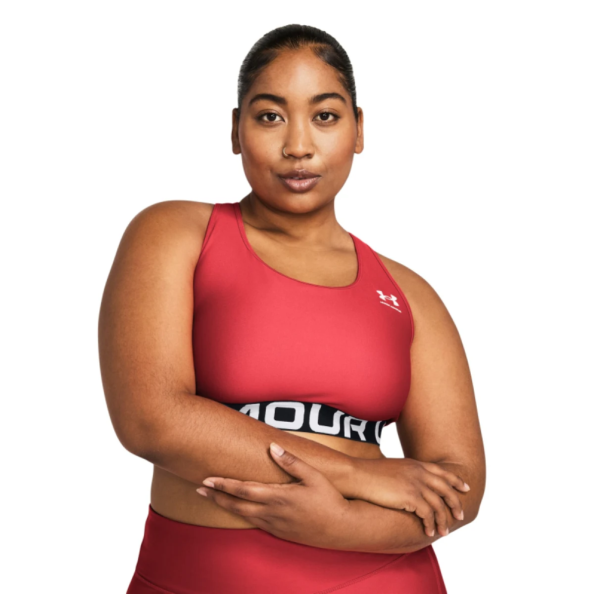 Dámská sportovní tréninková podprsenka UNDER ARMOUR UA HG Authentics Mid Branded-RED · záber 5