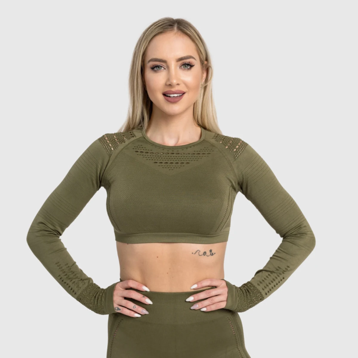 Bezešvý crop top Iron Aesthetics Rift, zelený · záber 3