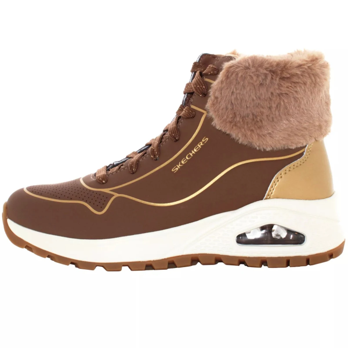 Dámské kotníkové zimní boty SKECHERS Uno Rugged Zip Up taupe gold · záber 4