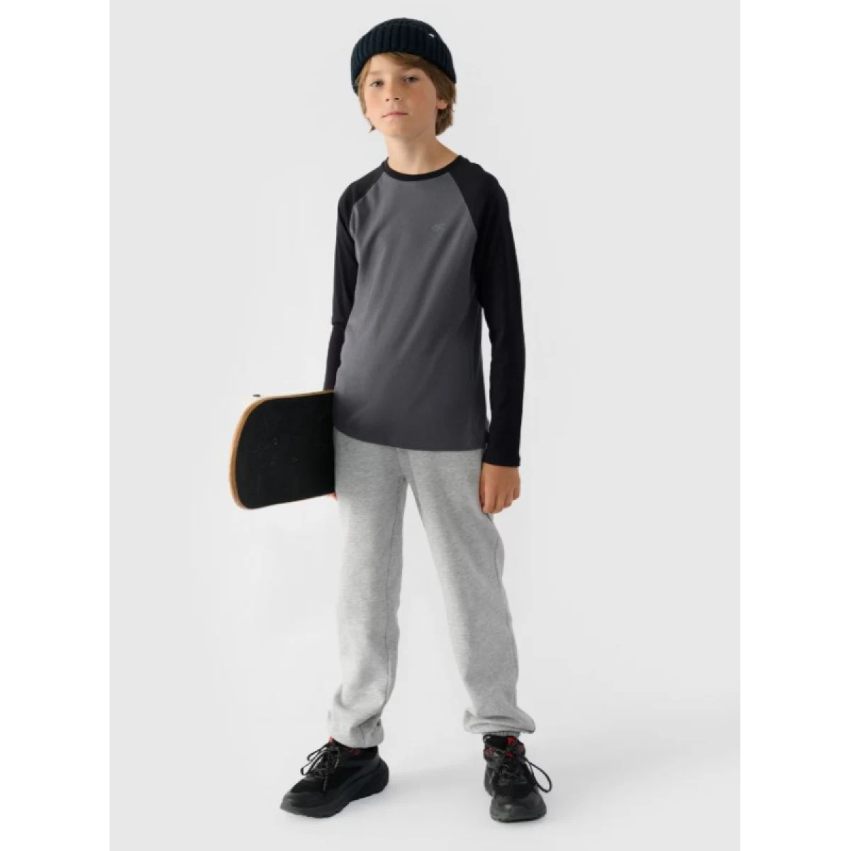 Chlapecké tričko s dlouhým rukávem 4F JUNIOR LONGSLEEVE-JWAW24TLONM293-22S-ANTHRACITE · záber 5