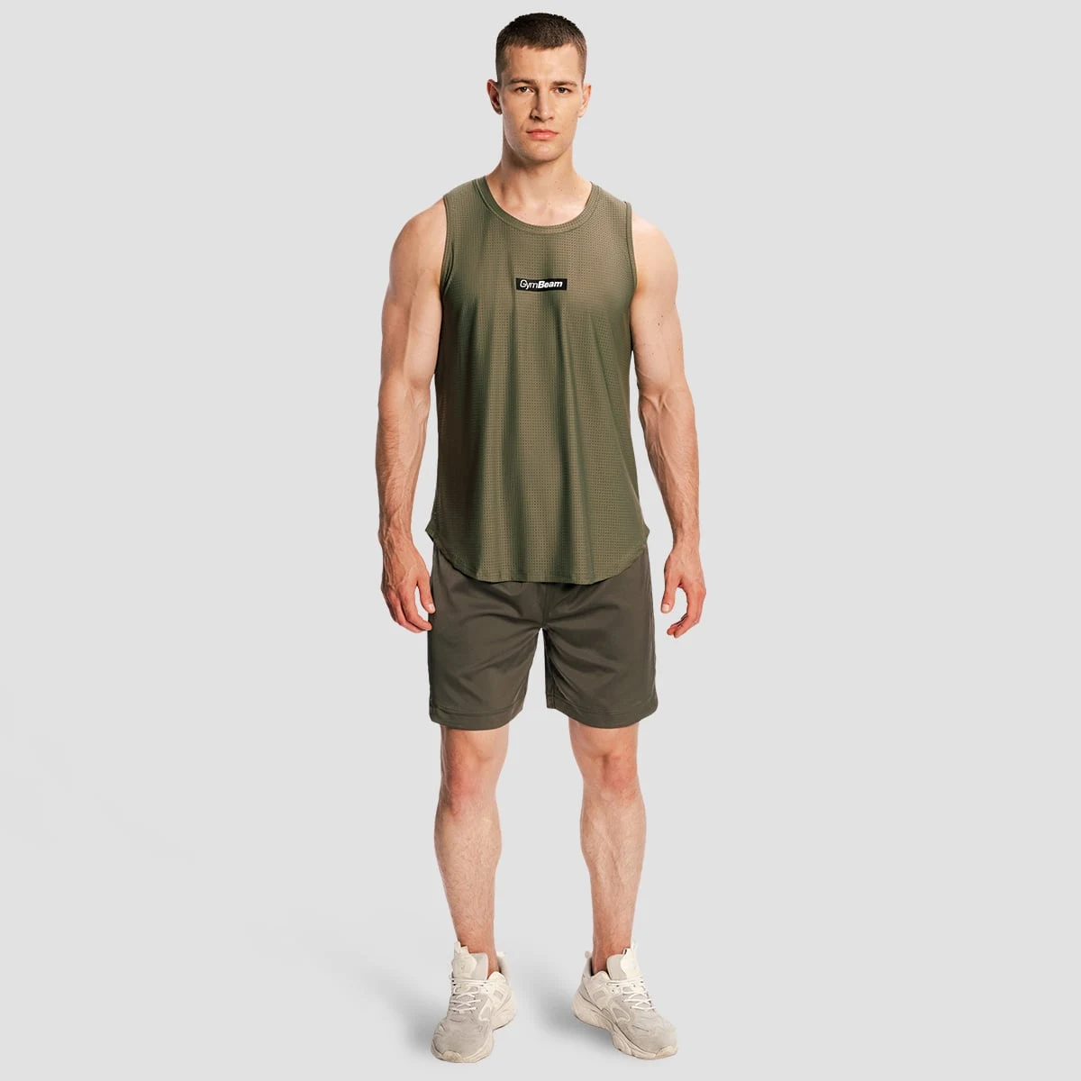 GymBeam Men‘s Combat Tank Top Olive Grey - Velikost: XXL | Barva: sivá | Pohlavie: Pánské | Hmotnost: 0,208 kg | Balení: 95 · záber 5