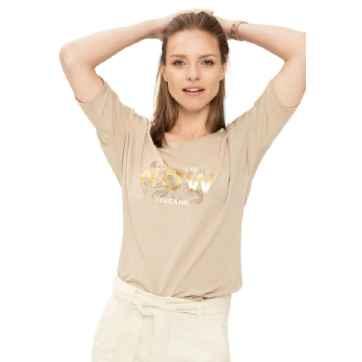 Dámské tričko s krátkým rukávem VOLCANO T-NOW-501-BEIGE · záber 1
