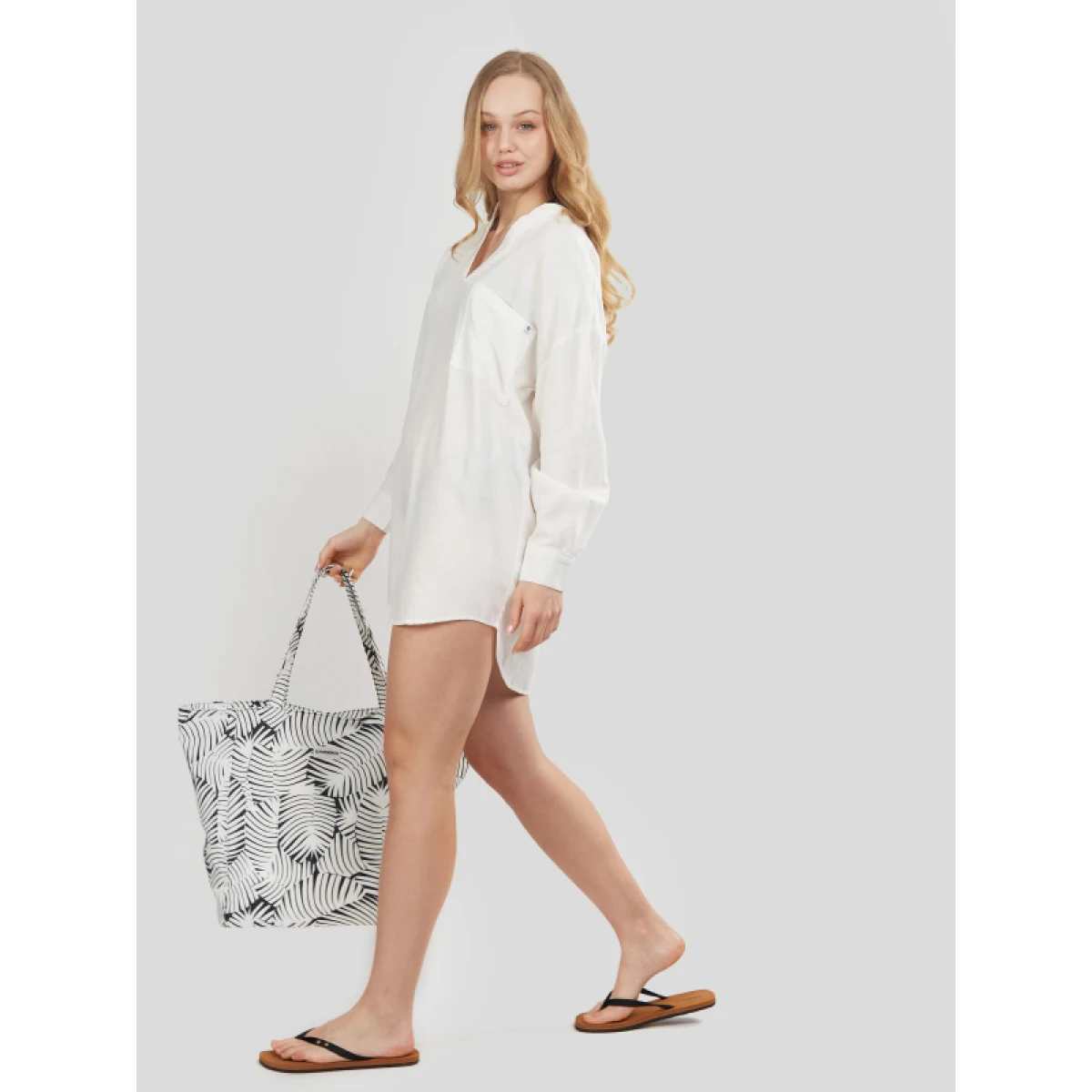 Dámská košile s dlouhým rukávem FUNDANGO Athene Cover-up-100-white · záber 5