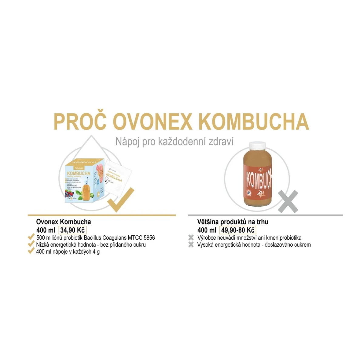 Ovonex Kombucha Instantní v prášku fermentovaný nápoj (10x400 ml) · záber 5