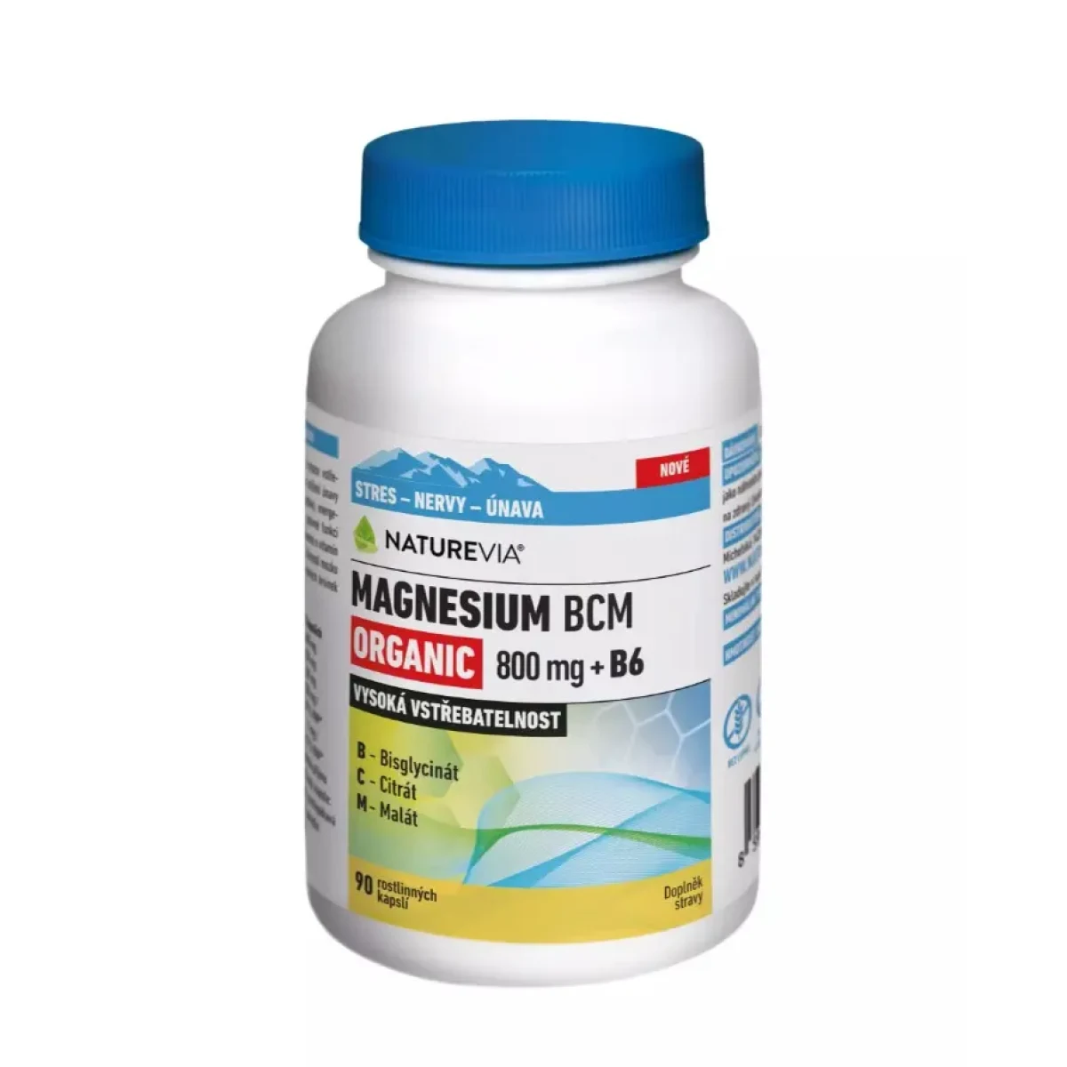 NatureVia Magnesium Organic BCM 800mg +B6 cps.90 · záber 1
