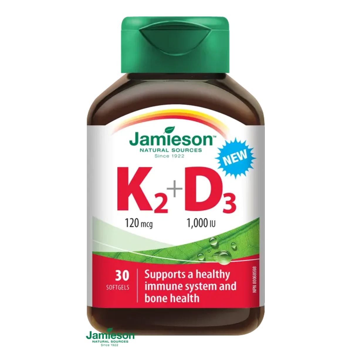 Jamieson Vitamíny K2 120mcg a D3 1000 IU 30 kapslí · záber 1