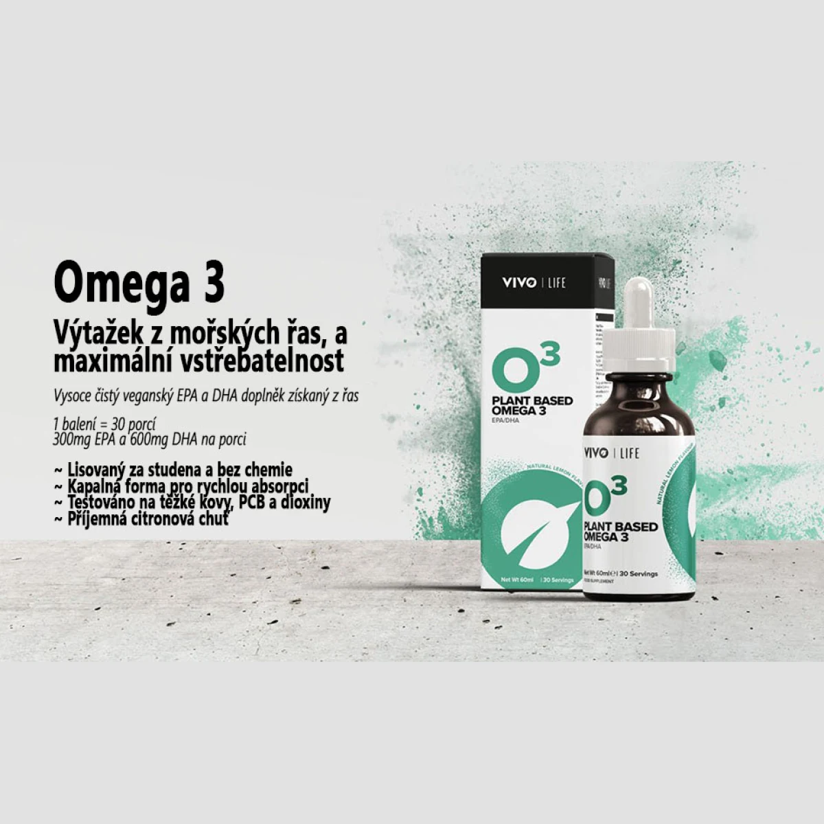 VIVO LIFE OMEGA 3 - VEGANSKÉ KAPKY - máta peprná (60 ml) · záber 3