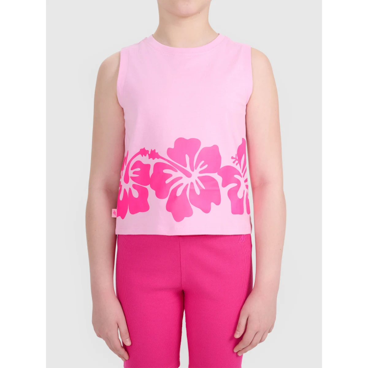 Dívčí tričko bez rukávů 4F JUNIOR SLEEVELESS F263-56S-LIGHT PINK - Barva: ružová · záber 3