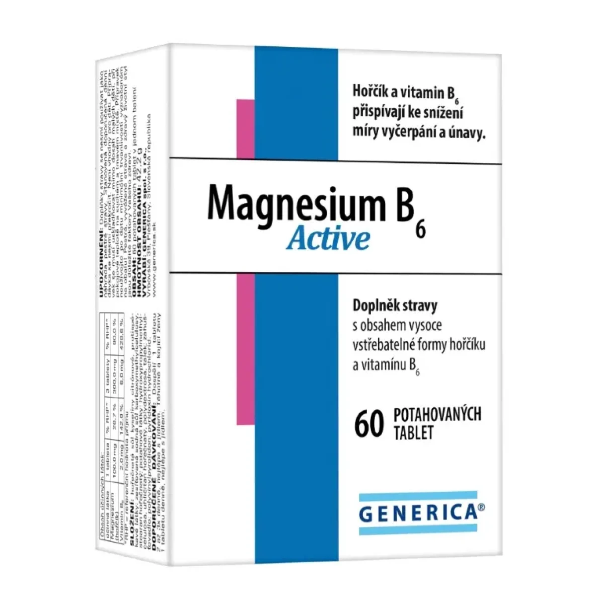 Generica Magnesium B6 Active 60 tablet · záber 1