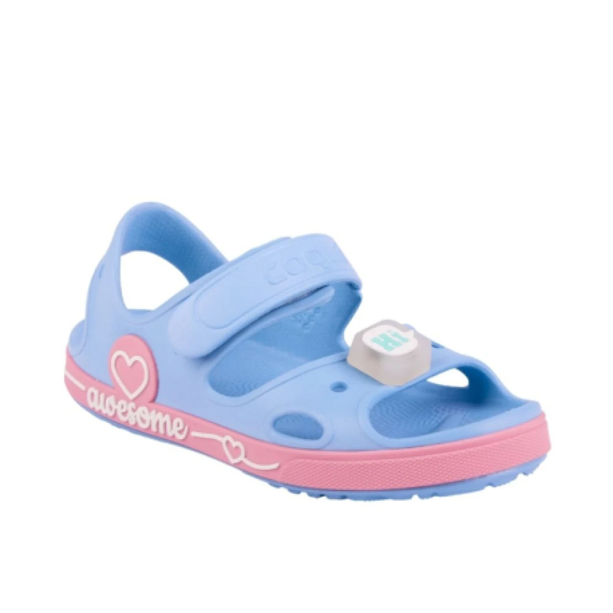 Dívčí sandály COQUI Yogi + Amulet K light elemental blue fondant pink · záber 1