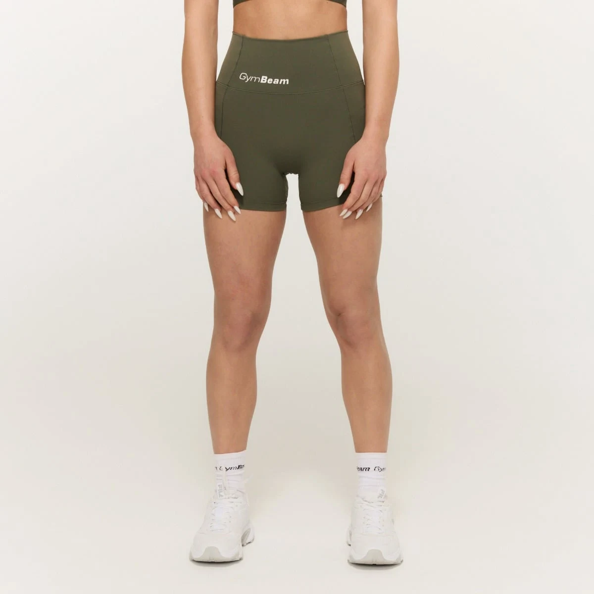 GymBeam Dámské šortky Combat Olive Grey - Velikost: XS | Barva: sivá | Pohlavie: Dámské | Hmotnost: 0,078 kg | Balení: 135 · záber 3