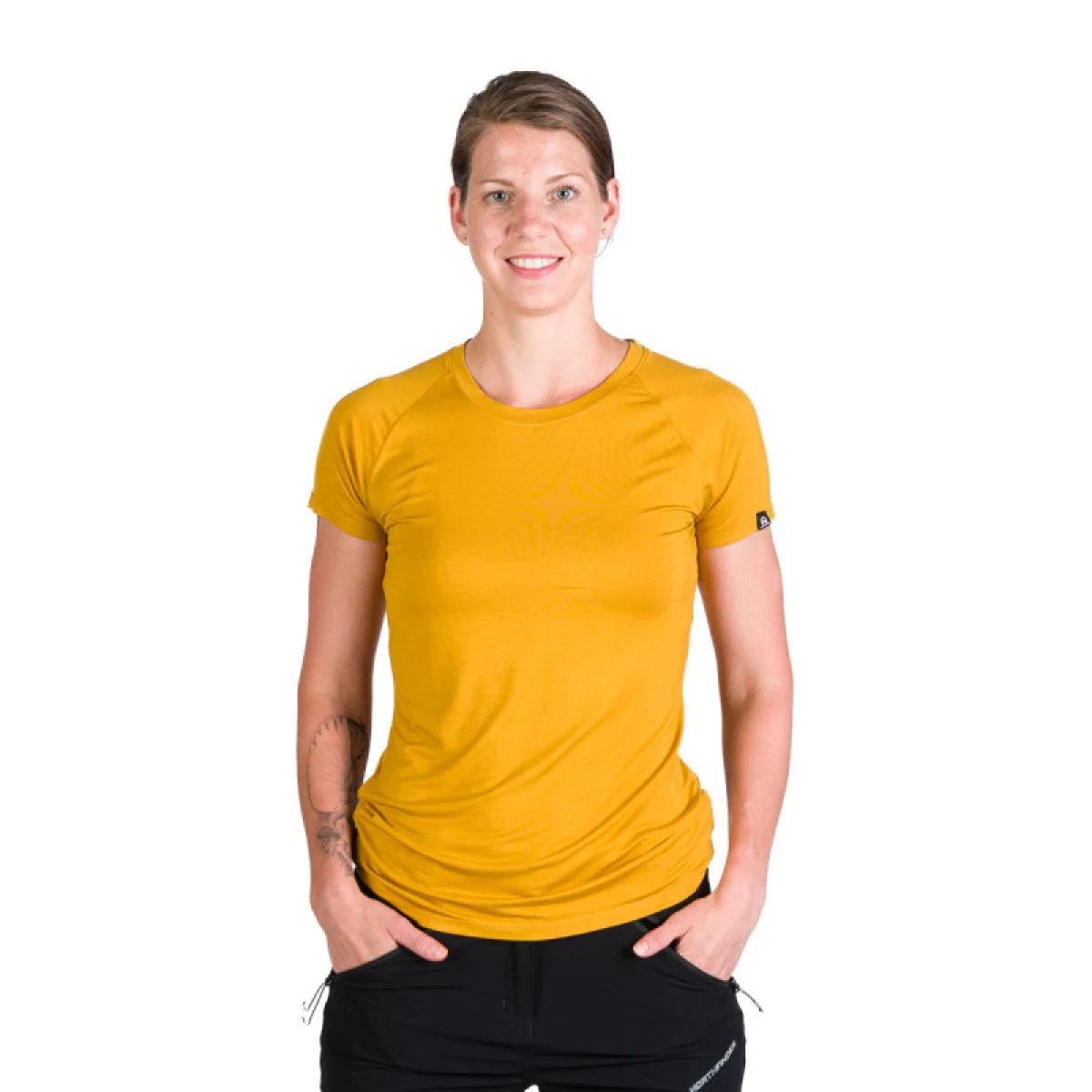 Dámské turistické tričko s krátkým rukávem NORTHFINDER DIANE-314-goldenyellow · záber 2