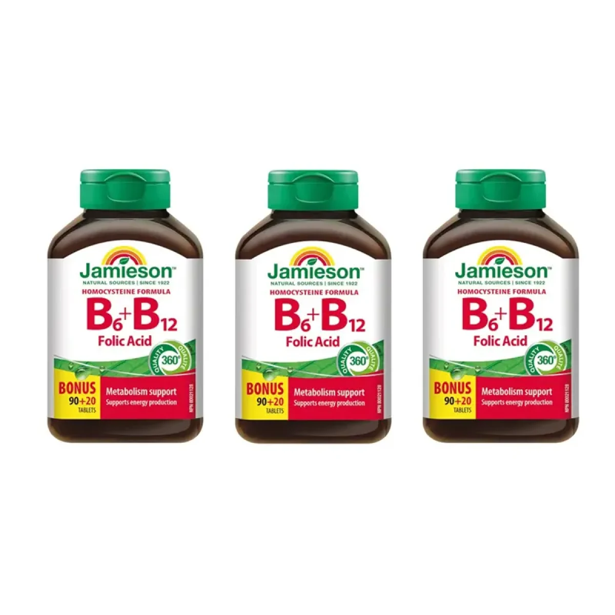 Jamieson Vitamíny B6 B12 + kyselina listová 3 x 110 tablet · záber 1