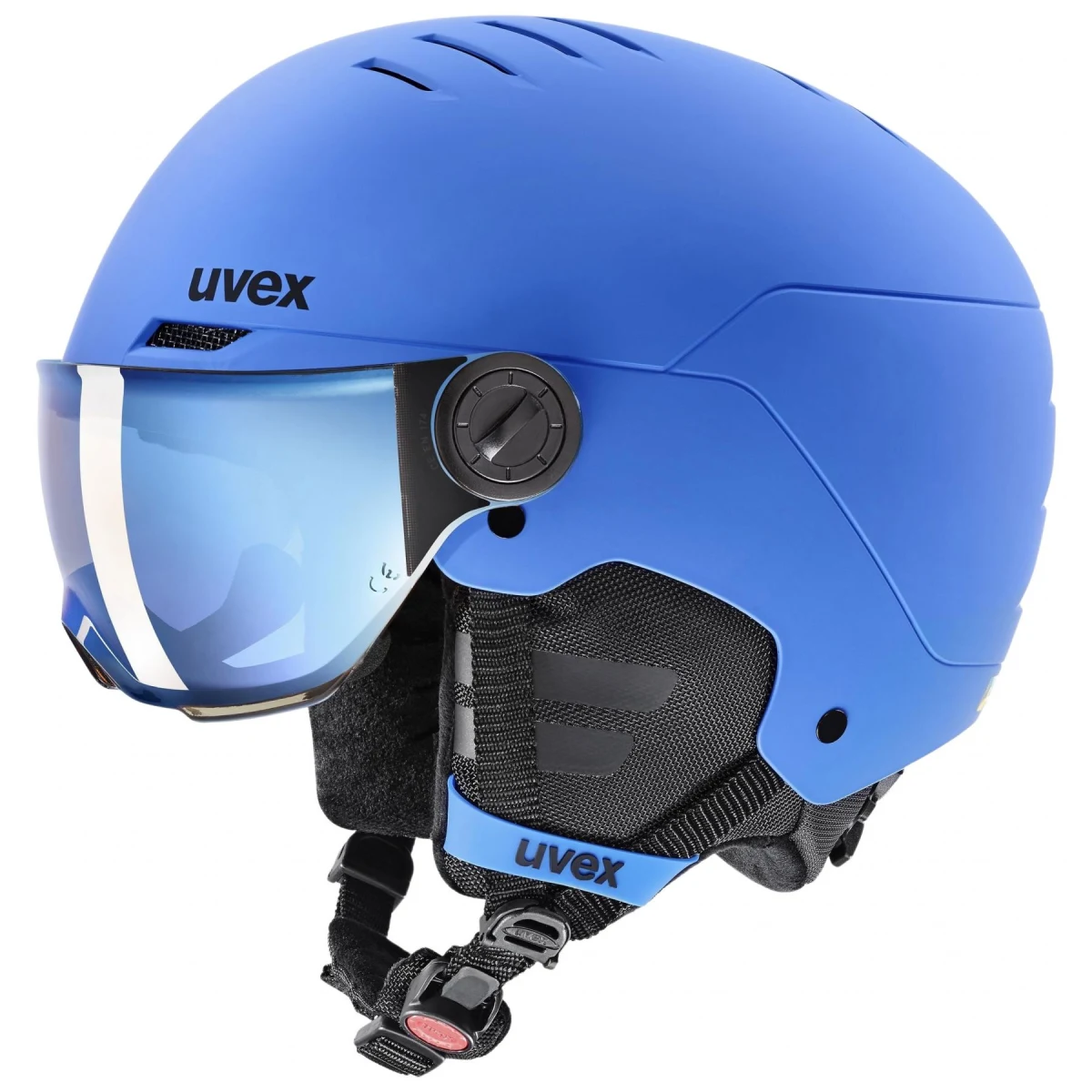 Uvex Rocket JR Visor, lyžařská helma s hledím, juniorská, modrá · záber 3