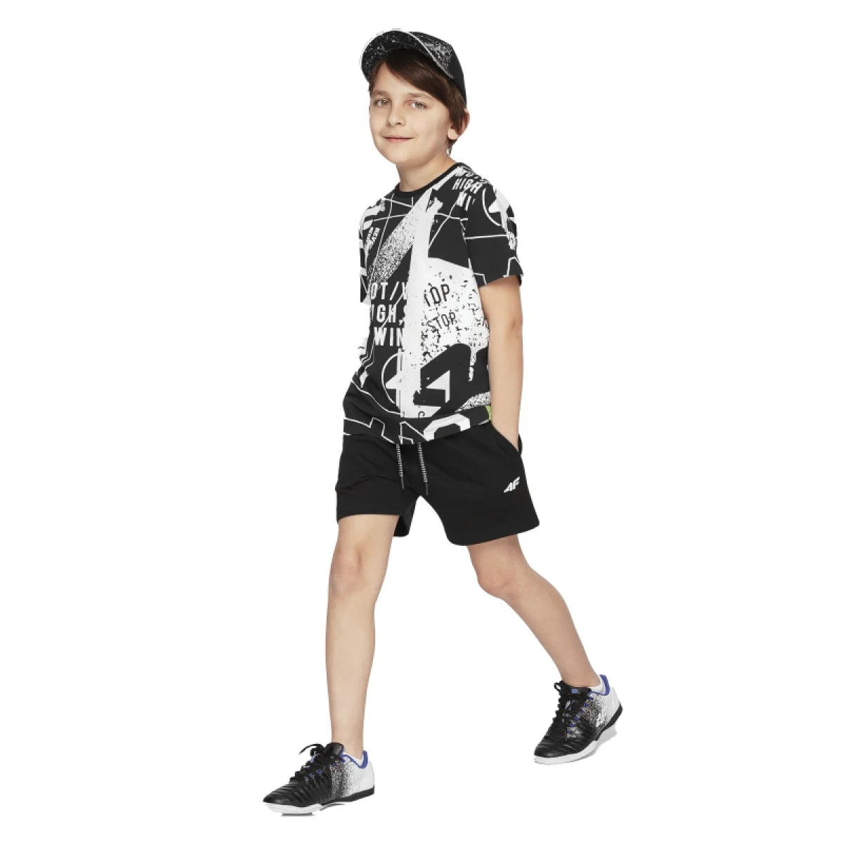 Chlapecké teplákové kraťasy 4F JUNIOR BOYS-pants-HJL21-JSKMD001A-20S-Black · záber 2