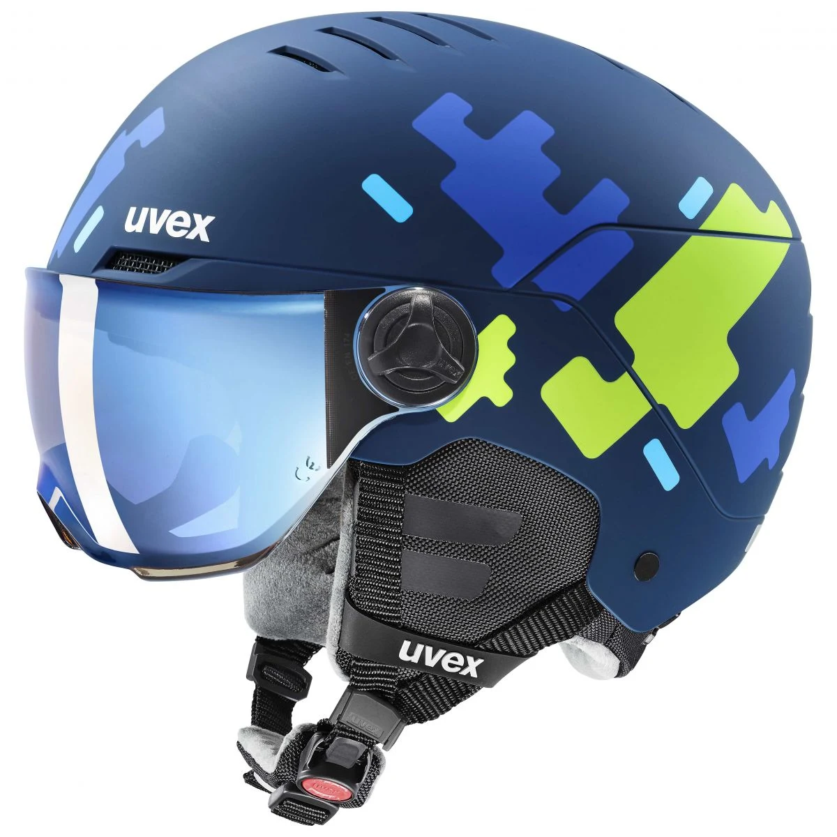 Uvex Rocket JR Visor, lyžařská helma s hledím, juniorská, tmavě modrá · záber 2