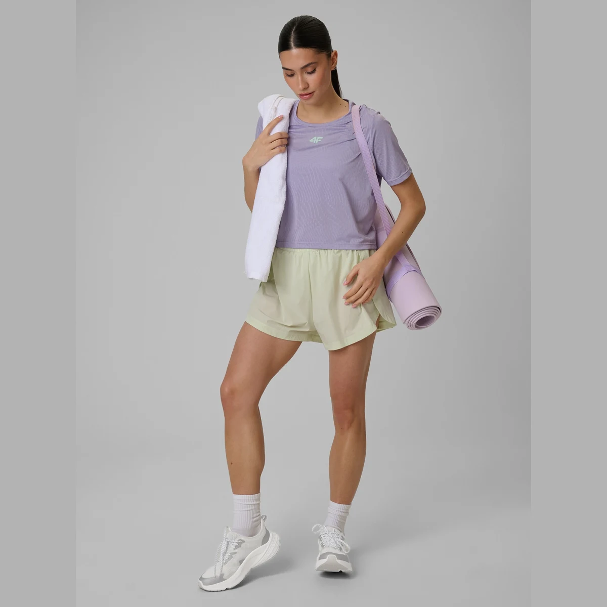 Crop top slim tréninkový rychleschnoucí dámský - fialový · záber 2