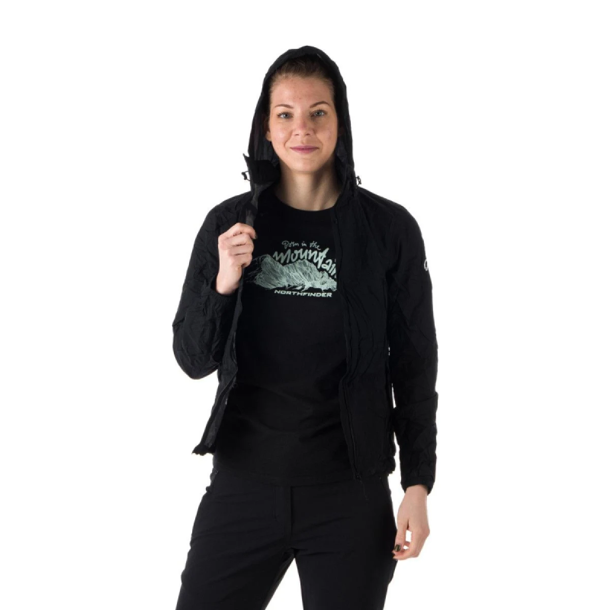 Dámská tréninková bunda s kapucí NORTHFINDER NORTHKIT-BU-4268OR-black - Barva: čierna · záber 2