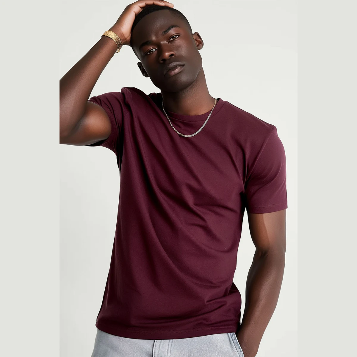 Tričko, Barva Bordó , s Potiskem Basic T Shirt · záber 2